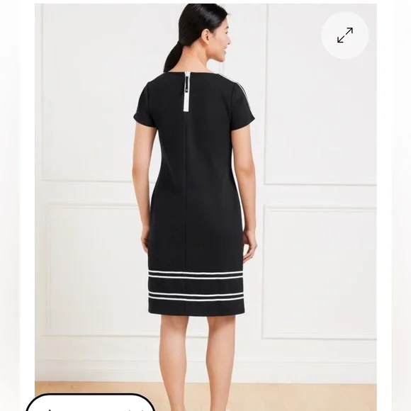 T BY TALBOTS PIQUÉ CREWNECK DRESS - CONTRAST STRIPE SIZE PM - Picture 2 of 7